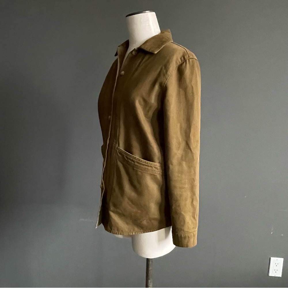 Sézane Tobacco Camel Olive Cotton Utility Jacket XS French Chore Shirt Parisian - Picture 4 of 10